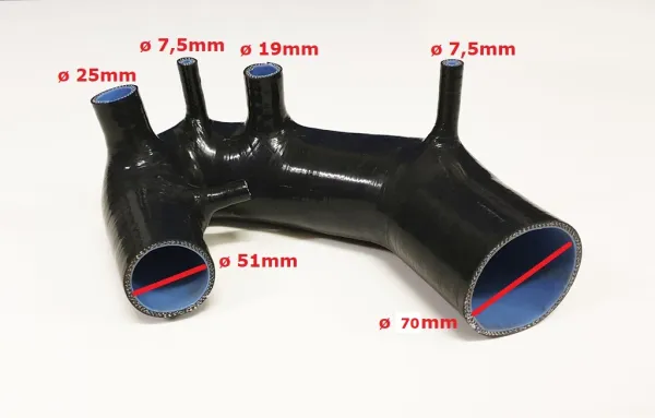 Tuyau d'admission en silicone pour Audi A4, A6 B5 B6 Passat 1.8T 150 ch-193 ch noir ø 51 mm admission turbo / AVEC jeu de colliers