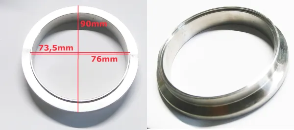 Bague à souder V-Band sortie 90>76mm mâle pour turbo GT30 GT35