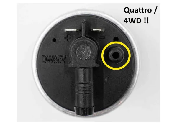 Pompe à essence DeatschWerks DW65v intégrée au réservoir Intank 265 L/h pour Audi S3 8L Quattro, Golf 4 R32 4-Motion à transmission intégrale