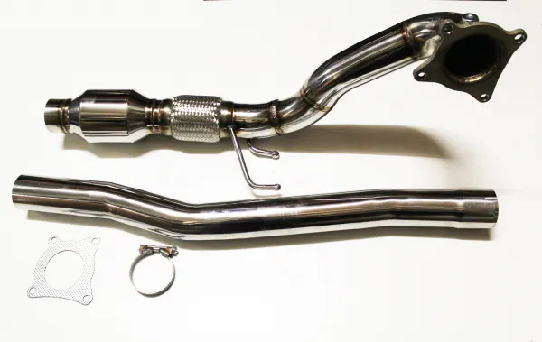Downpipe pour Golf 6 R, S3 8P, TT 8J, Leon Cupra R 1P 2.0 TFSI ø 76mm inox 200 cellules catalyseur sport compatible Euro 5 63,5 mm
