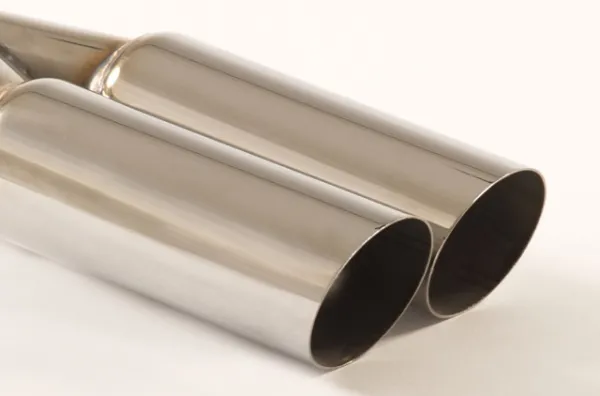 Tube de sortie 57 - 2x70mm rond biseauté inox