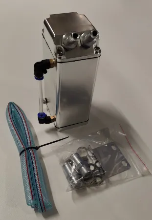 Catch Tank réservoir d'huile rectangulaire argent + accessoires Raccords 10mm