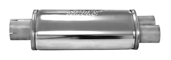 Silencieux universel Simons Splitt ø 63,5mm sur 2x 51mm ovale 185x115 L 320mm en acier inoxydable