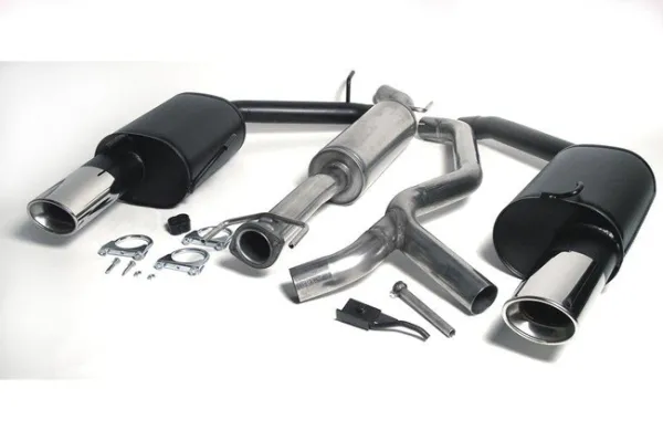 Simons Système d'échappement sport Duplex en acier chromé 90/120 mm + 90/120 mm ovale pour SAAB 9-5 Turbo 2.0/2.3 Berline/Break & 9-5 Aero Berline/Break