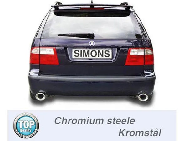Simons Système d'échappement sport Duplex en acier chromé 90/120 mm + 90/120 mm ovale pour SAAB 9-5 Turbo 2.0/2.3 Berline/Break & 9-5 Aero Berline/Break