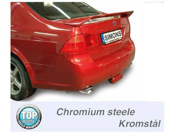 Simons Système d'échappement sport Duplex en acier chromé 90/120 mm + 90/120 mm ovale pour SAAB 9-5 Turbo 2.0/2.3 Berline/SportWagon & 9-5 Aero Berline/SportWagon
