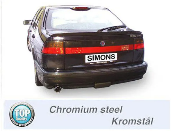 Simons Système d'échappement sport en acier chromé, sortie ronde de 90 mm pour SAAB 9000 CS Turbo 2.0/2.3/Aero
