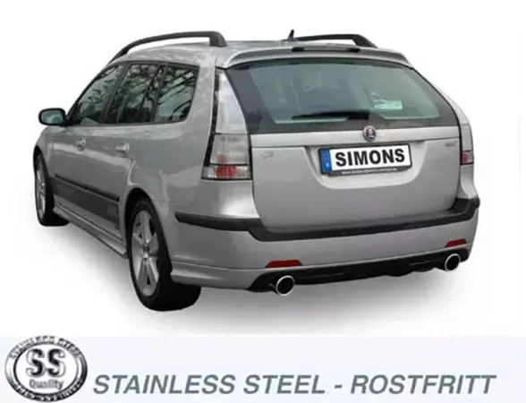 Simons Système d'échappement sport en acier inoxydable duplex 100 mm + 100 mm rond pour SAAB 9-3 1.9TiD/1.9TTiD