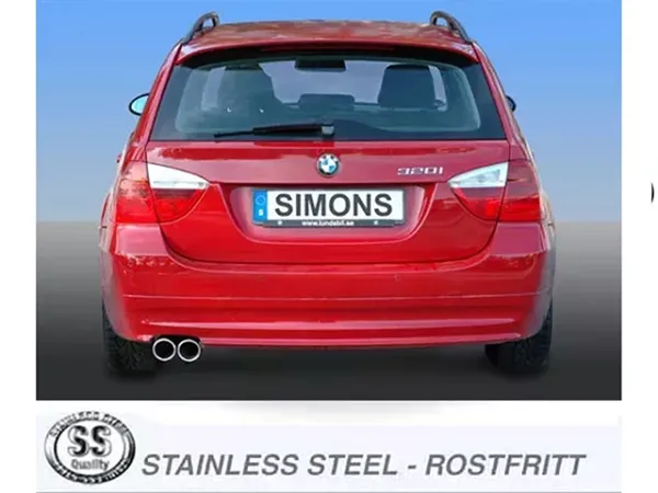 Simons Système d'échappement sport en acier inoxydable 2x80 mm pour BMW E91 316, 318i, 320i, 320Si avec homologation CE (sans obligation d'enregistrement)