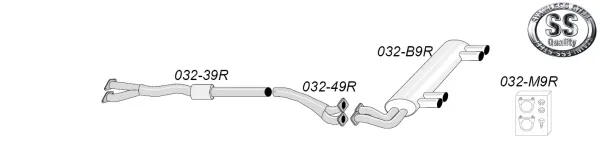 Simons Système d'échappement sport en acier inoxydable 2x80 mm pour BMW E91 323, 325, 325xi, 330i, 330xi (N52) 2005-2007 avec homologation CE (sans obligation d'enregistrement)