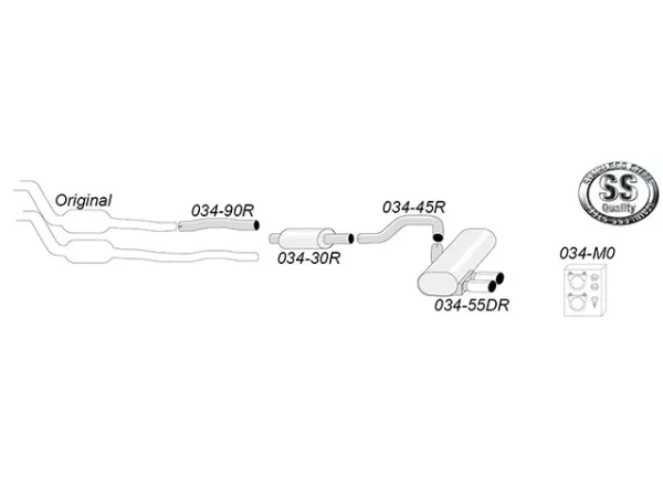 Simons Système d'échappement sport en acier inoxydable 2x80 mm pour BMW E93 316, 320i, avec homologation CE (sans obligation d'enregistrement)