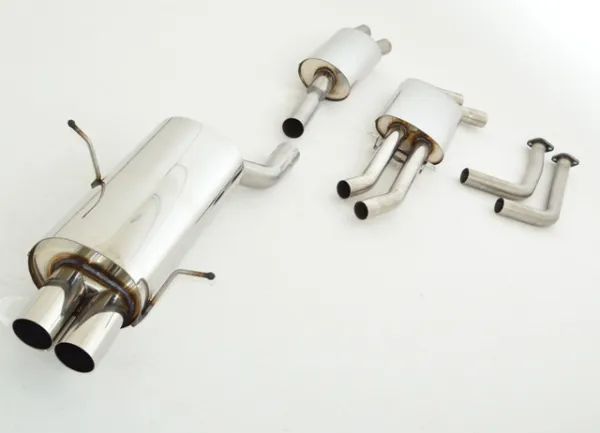 Echappement sport pour BMW 320i, 325i, 330i E46 63,5mm en acier inoxydable avec homologation CE (sans inscription)