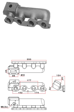 Collecteur turbo Lancia/Fiat Delta Integrale 2.0 8v Turbo Collecteur T3 en fonte