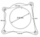 Schéma d'un joint pour tuyau de descente 2.0 TFSI avec ouverture ronde (85 mm). Quatre coins arrondis avec trous de fixation. Entraxes des trous : en haut 107 mm, à droite 111 mm, en bas 118 mm, à gauche 88 mm.