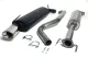 Échappement sport complet Simons (3 pièces) + kit de montage : silencieux arrière noir avec embout ovale chromé 90/120 mm, tuyau inox en S, pré-silencieux. Inclus : 2 colliers + 2 vis.