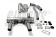 Échappement sport duplex argenté Simons pour Opel GT 1900, comprenant les tubes, le silencieux et le matériel de montage. Le système d'échappement est en acier inoxydable et repose sur un fond blanc. A voir : le logo : Tubes, colliers, joints.