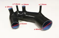 Tuyau d'admission en silicone pour Audi A4, A6 B5 B6 et Passat 1.8T 150 PS-193 PS, noir, ø 51 mm (entrée turbo) et ø 80 mm (entrée du débitmètre d'air)