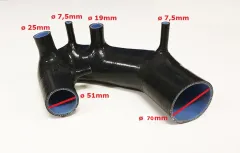 Tuyau d'admission en silicone pour Audi A4, A6 B5 B6 Passat 1.8T 150 ch-193 ch noir ø 51 mm admission turbo / AVEC jeu de colliers