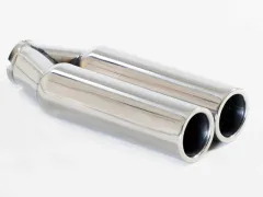Tube de sortie 75 - 2x80mm rond large bord plat inox acier inoxydable