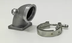 Coude / downpipe moulé pour Fiat Coupe 2.0L 16v Turbo, Lancia Delta Integrale 2.0L 16v o. 8v Turbo du turbocompresseur bande V 63,5mm sur 4 trous