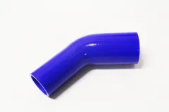 Réducteur de coude en silicone 45° degrés 63,5x51mm diamètre intérieur bleu L 125mm 5mm paroi