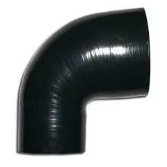 R?ducteur de coude en silicone 90° degr ? ø 102x80mm noir L 125mm 5 couches 6mm d'?paisseur de paroi